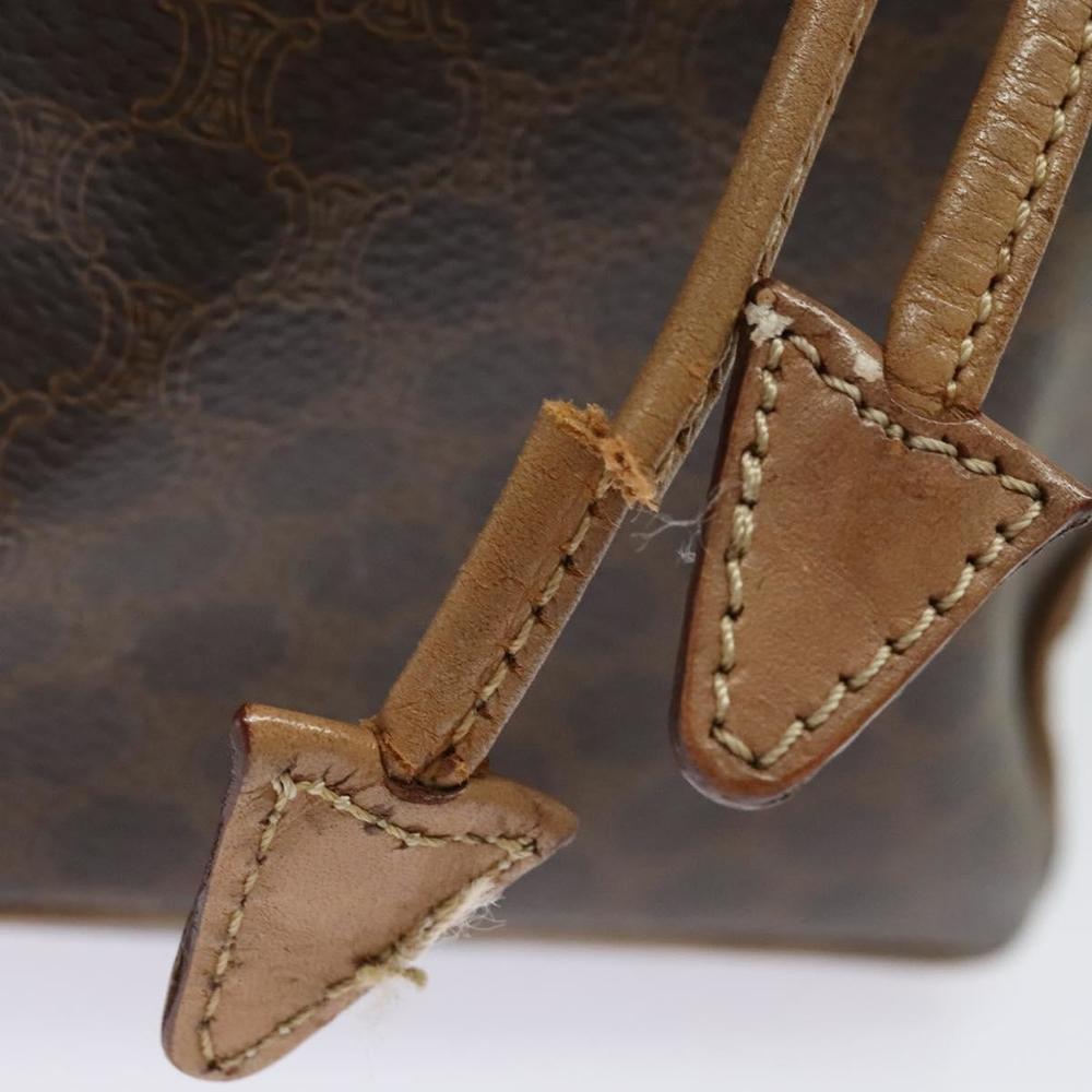 CELINE Macadam Canvas Backpack PVC Leather Brown Gold Auth hk2918 - Picture 9 of 16